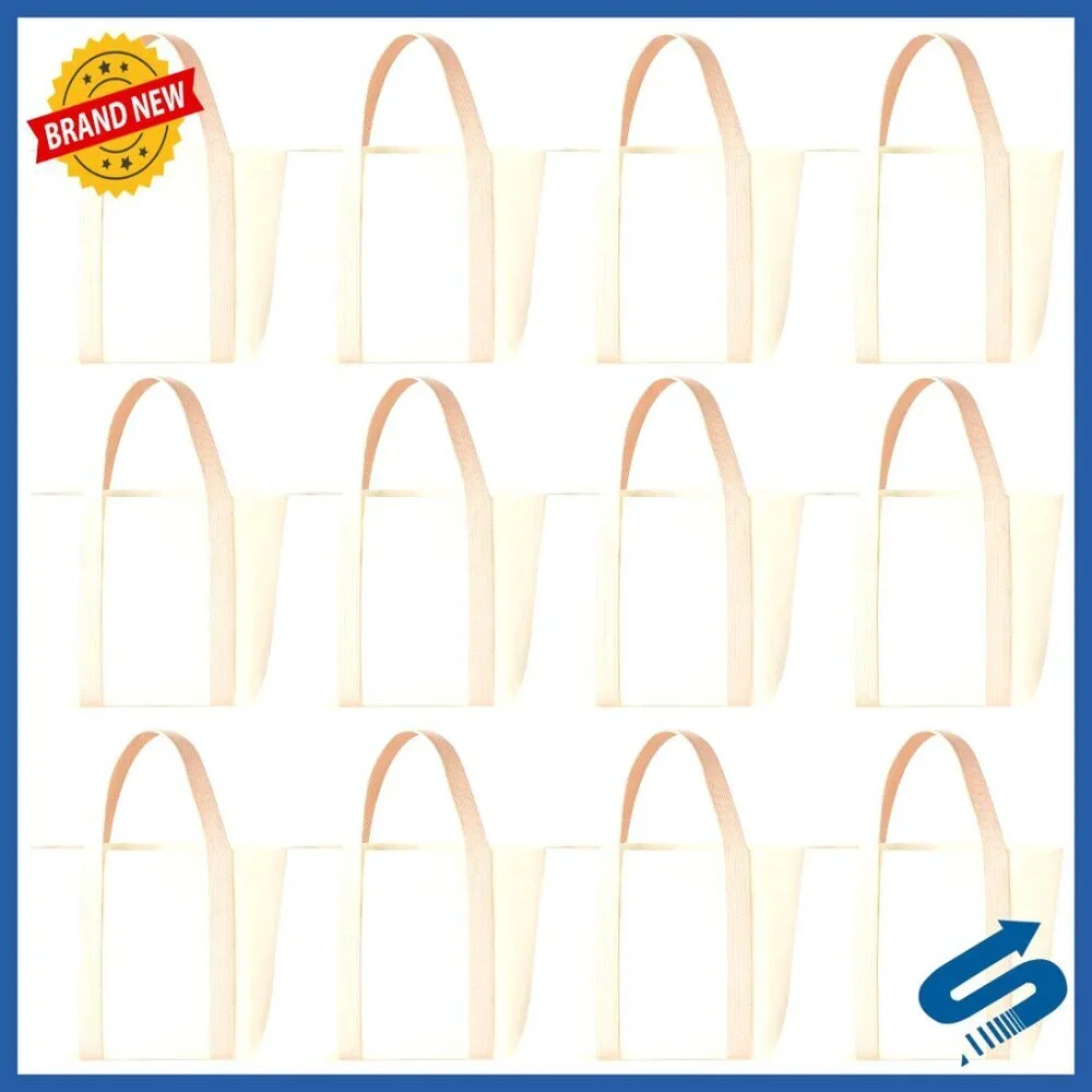 Mini Canvas Tote Bags 12 Pack Reusable Foldable Sustainable Gift Bags